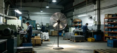 Factory cooling with industrial fans