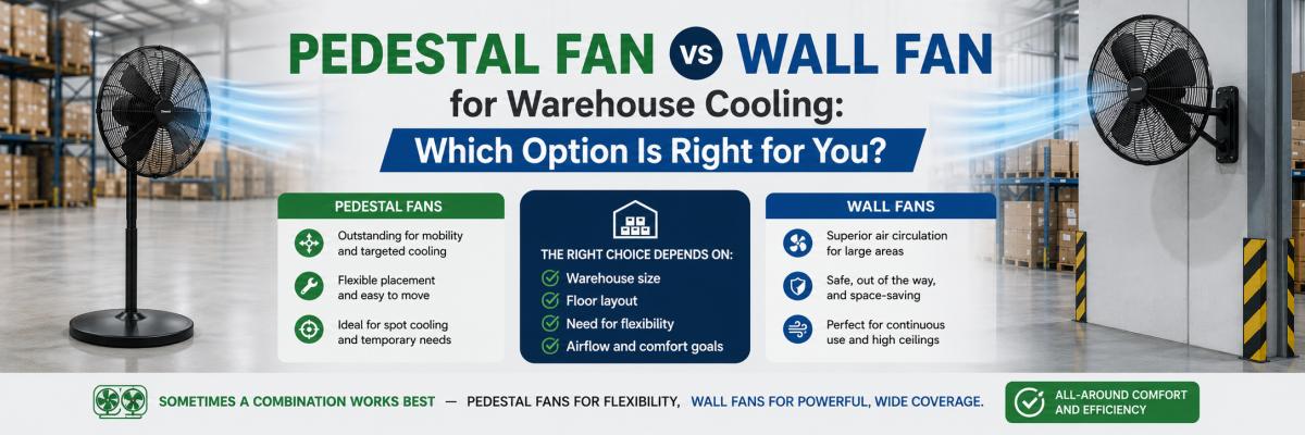 Pedestal Fan vs Wall Fan for Warehouse Cooling: Which Option Is Right for You?
