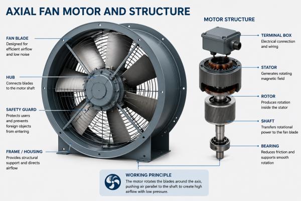 axial fan motor structure axial fan motor and structure
